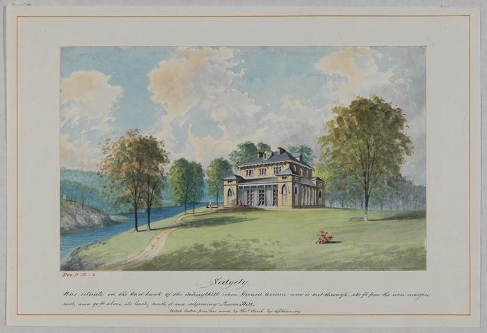 Watercolor of Sedgely Mansion in Fairmount Park, Philadelphia, 19th century