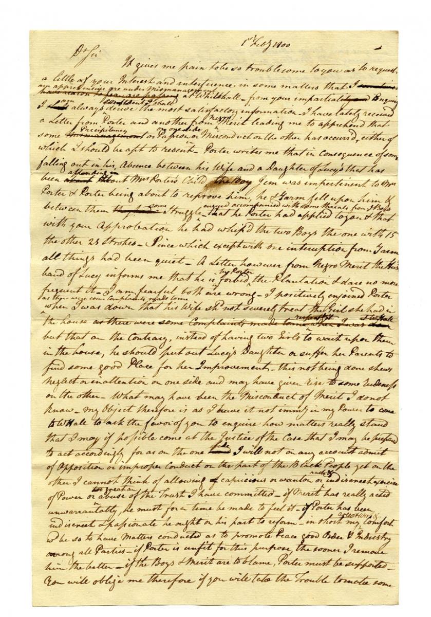 Letter to James Raymond from the Chew Family Papers