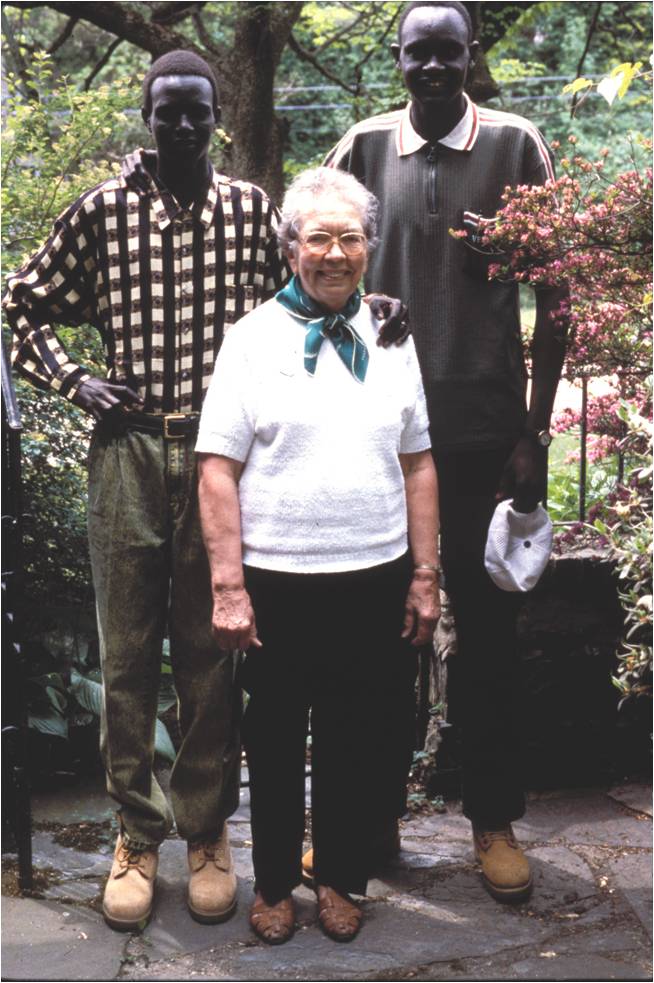 Louise Shoemaker and her Sudanese "sons"-Photograph by Vera Viditz-Ward