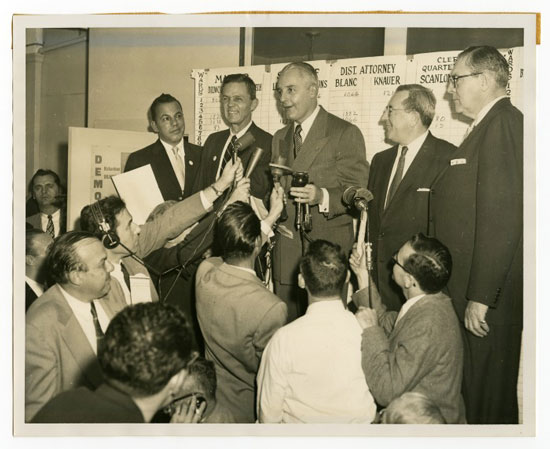 Photo of Mayor Richardson Dilworth at a press conference, c. 1960. 