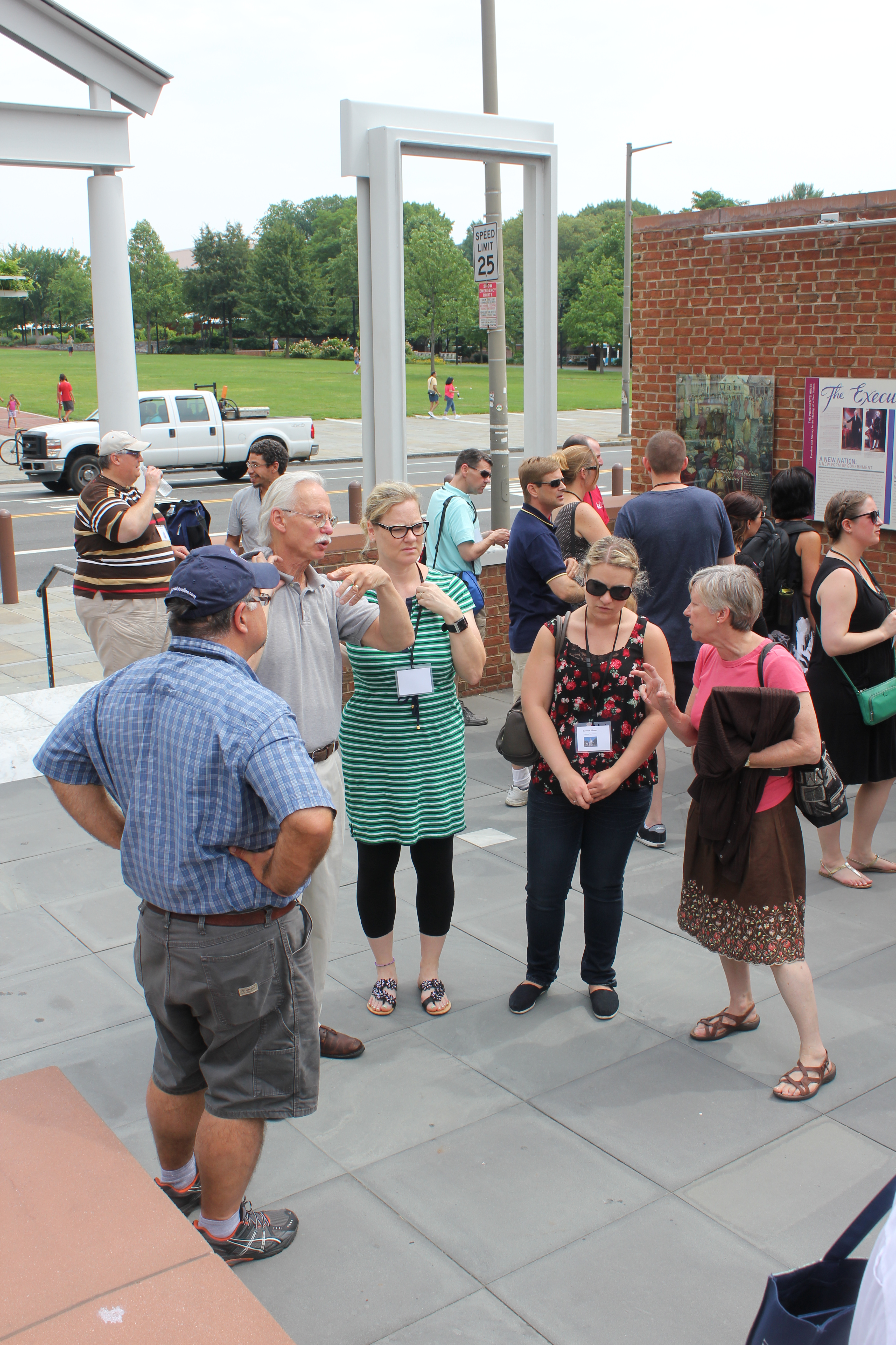 Visiting scholar Dr.Randall Miller explains the President's House interpretation.